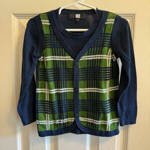 Saks Fifth Avenue Toddler Infant‎ Cotton Plaid Sweater Christmas Preppy